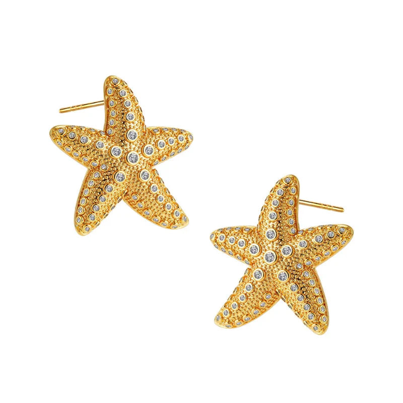 シェルとヒトデのスタッドピアス レディース