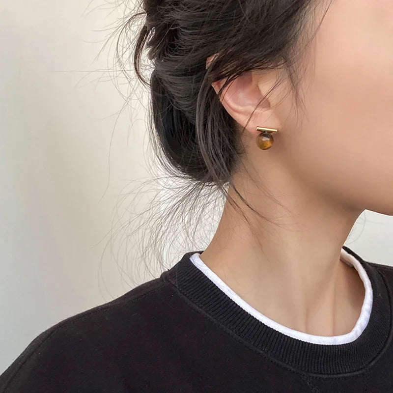タイガーアイ レディース スタッドピアス