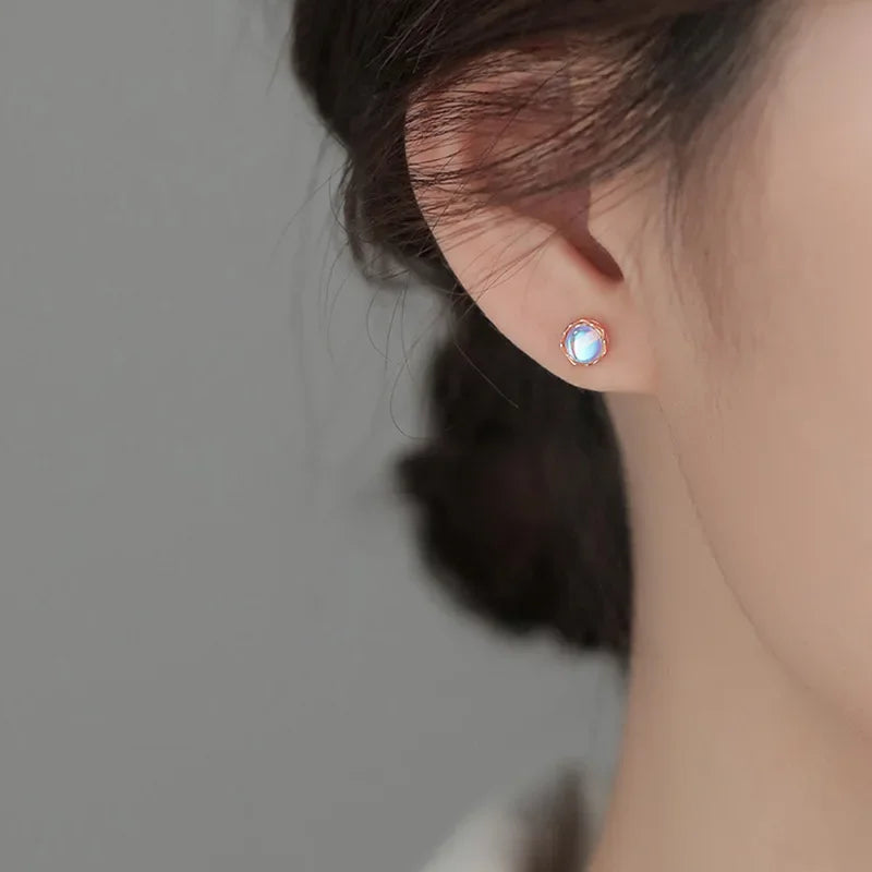 Boucles d'Oreilles Clou Femme Pierre de Lune