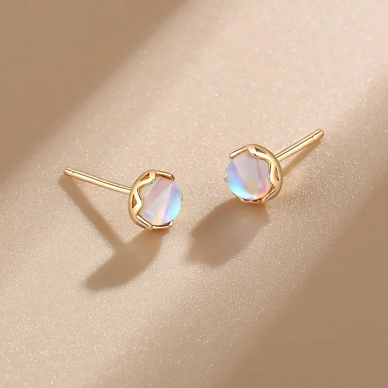 Boucles d'Oreilles Clou Femme Pierre de Lune