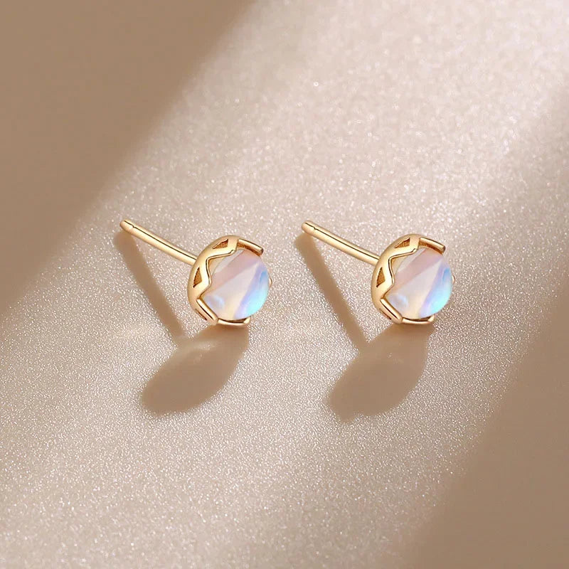 Boucles d'Oreilles Clou Femme Pierre de Lune