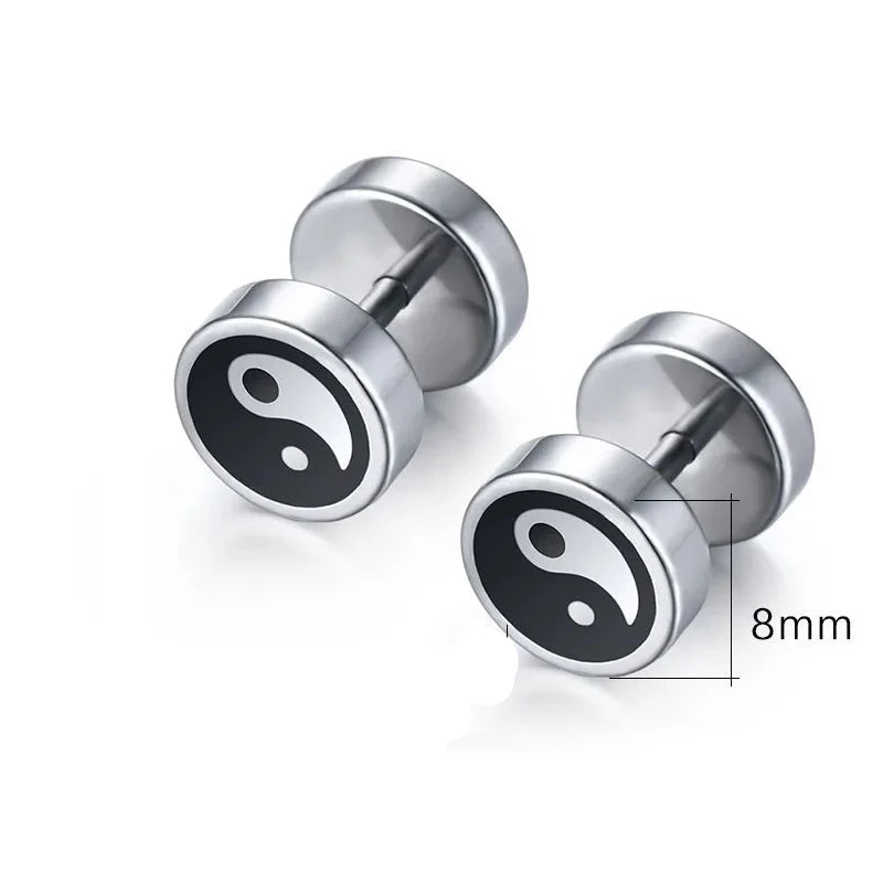 Boucles d'Oreilles Clou Yin Yang pour Homme