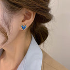 ブルー＆ローズのハート ピアス ブルー