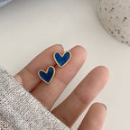 ブルー＆ローズのハート ピアス ブルー