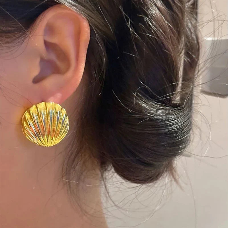 Boucles d'Oreilles Coquilles Saint-Jacques Coquillage or