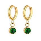 Boucles d'Oreilles Créoles avec Zircon Pierre de Naissance