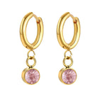Boucles d'Oreilles Créoles avec Zircon Pierre de Naissance