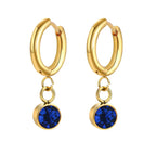 Boucles d'Oreilles Créoles avec Zircon Pierre de Naissance
