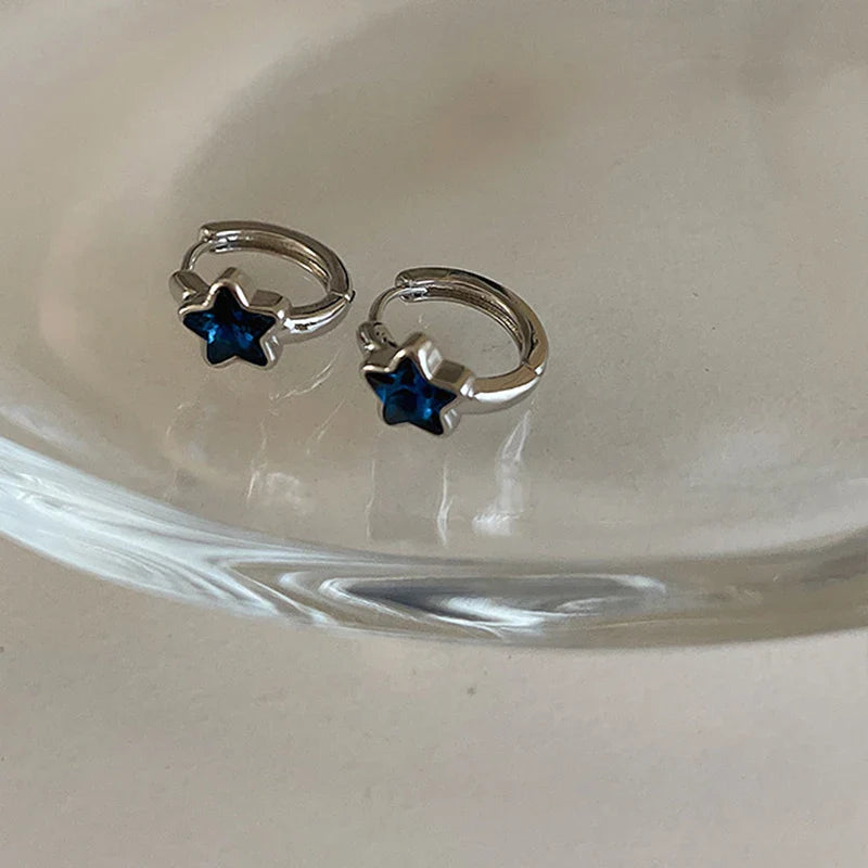 ブルー スター フープピアス