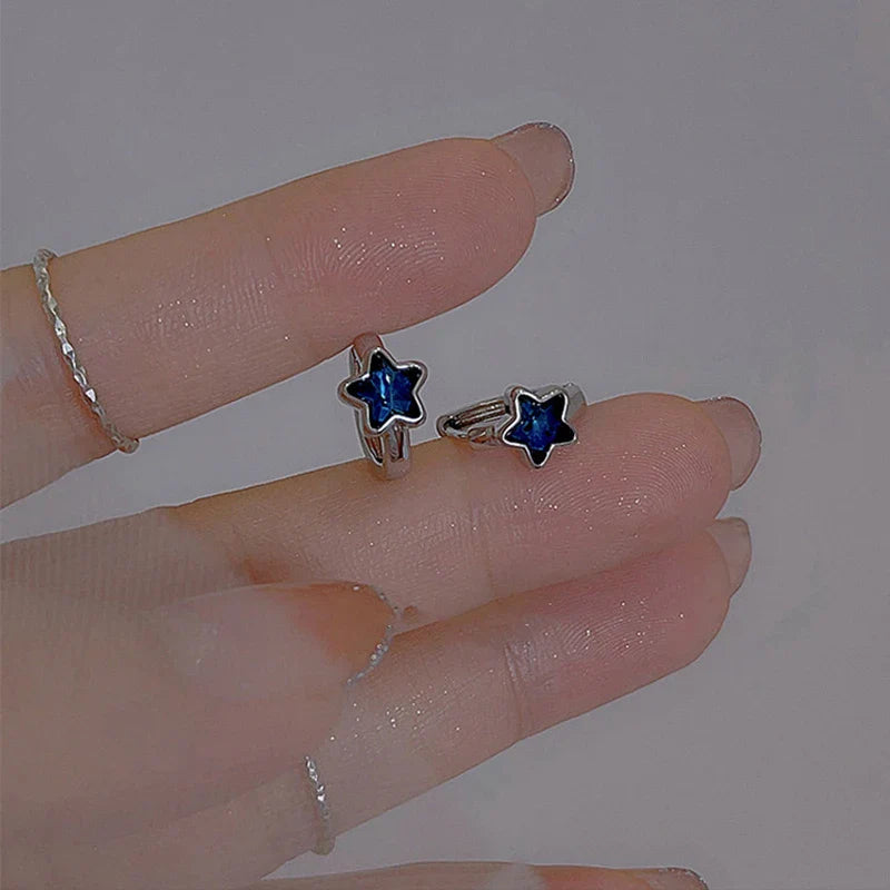 ブルー スター フープピアス