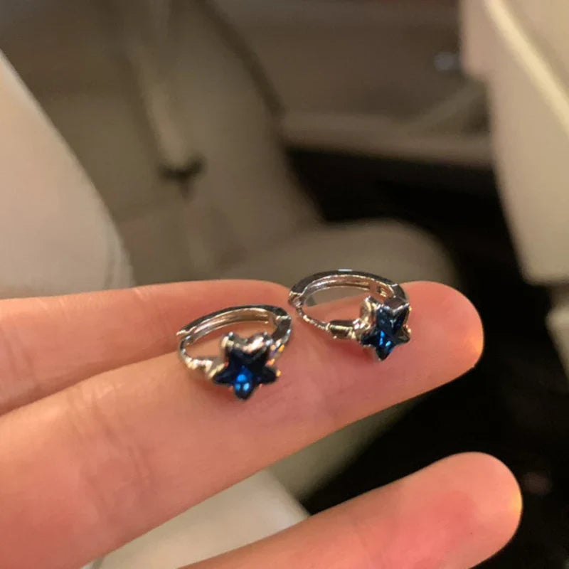 ブルー スター フープピアス
