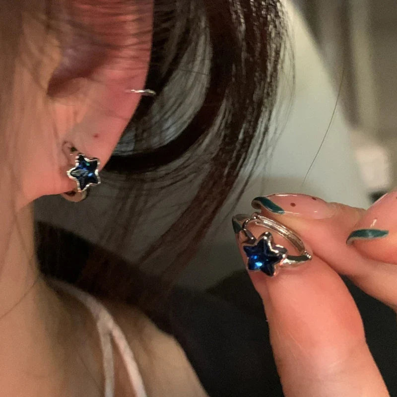 ブルー スター フープピアス