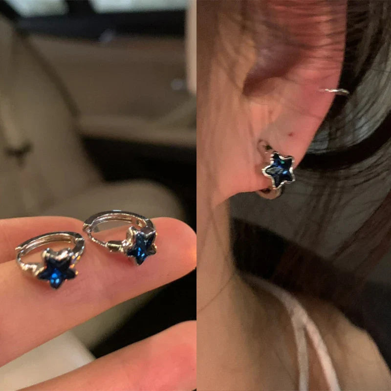 ブルー スター フープピアス