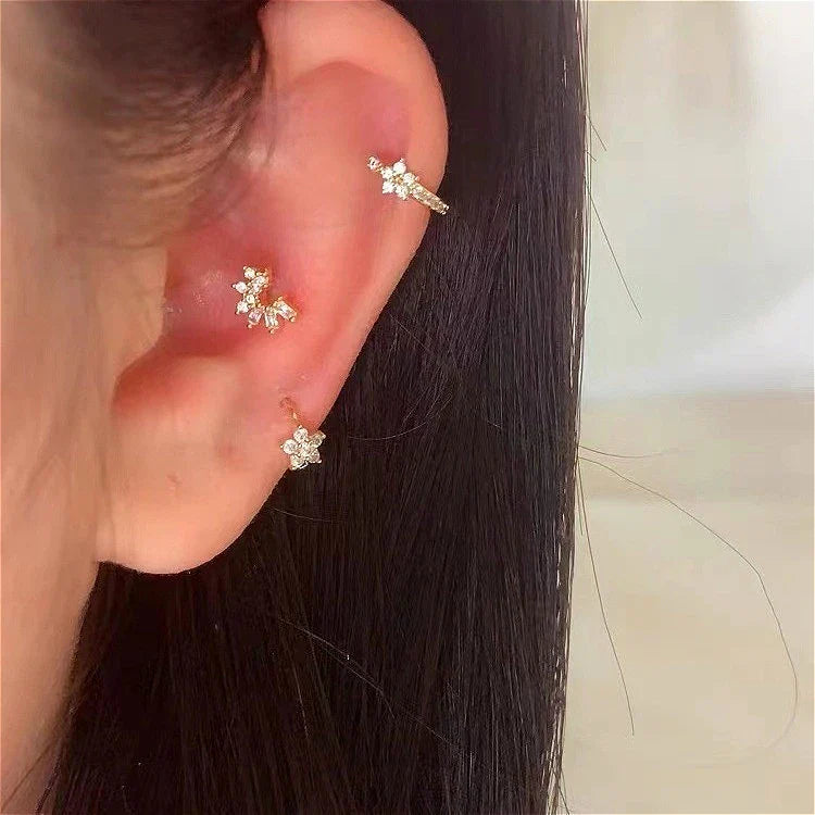 ジルコニア スター フープピアス シルバー