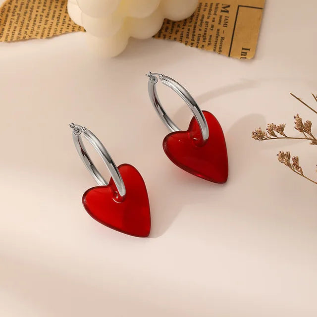 レディース ハート シルバー フープピアス