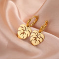 Boucles d'Oreilles Créoles Feuille de Palmier