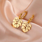Boucles d'Oreilles Créoles Feuille de Palmier