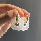 Boucles d'Oreilles Créoles Fleur en Résine