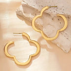 Boucles d'Oreilles Créoles Trèfle 4 feuilles