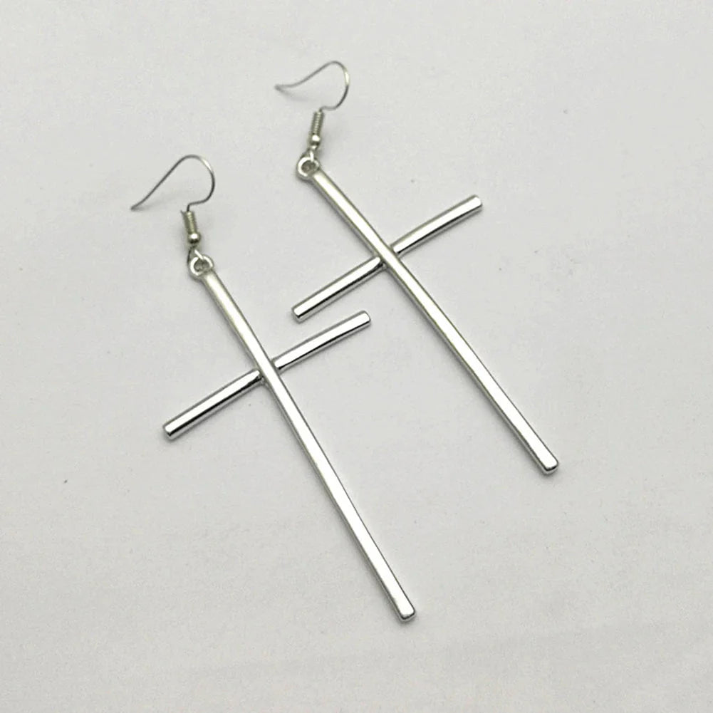 ロングクロスピアス シルバー