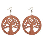 Boucles d'Oreilles en Bois Pendantes Arbre de Vie