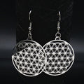 Boucles D'Oreilles Fleur de Vie Pendantes Argent