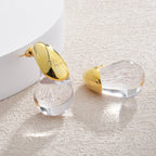 Boucles d'Oreilles Clou Goutte d'Eau Transparente or