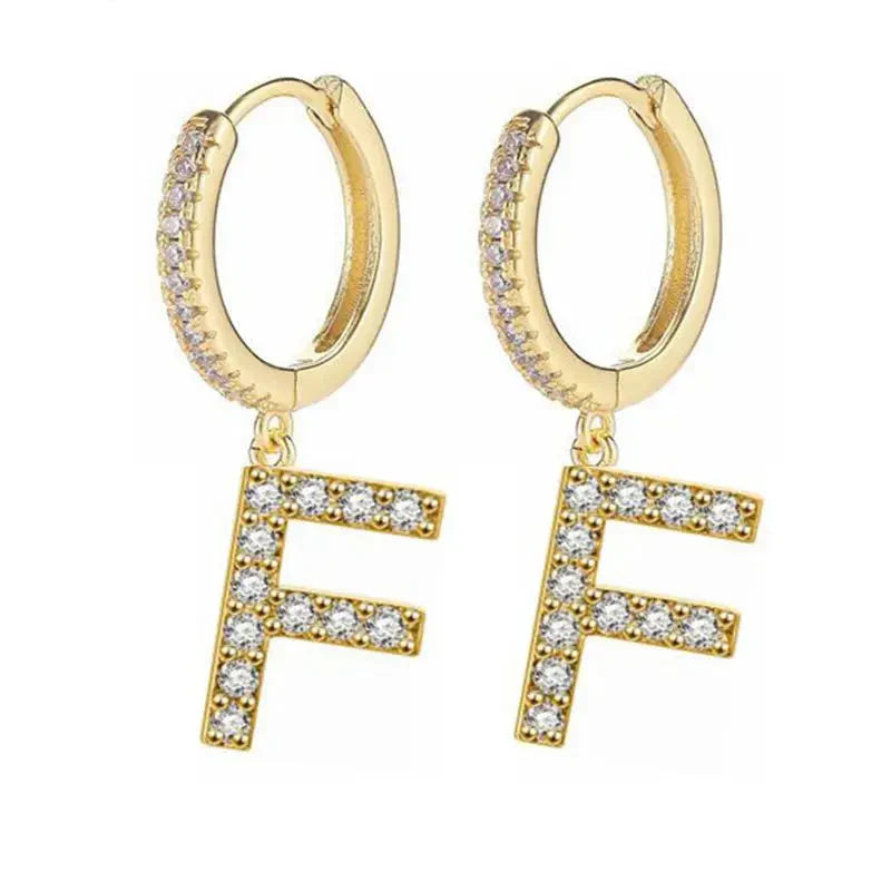 イニシャル付きフープピアス レディース f