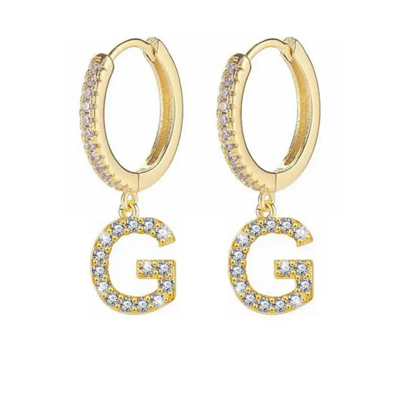 イニシャル付きフープピアス レディース g