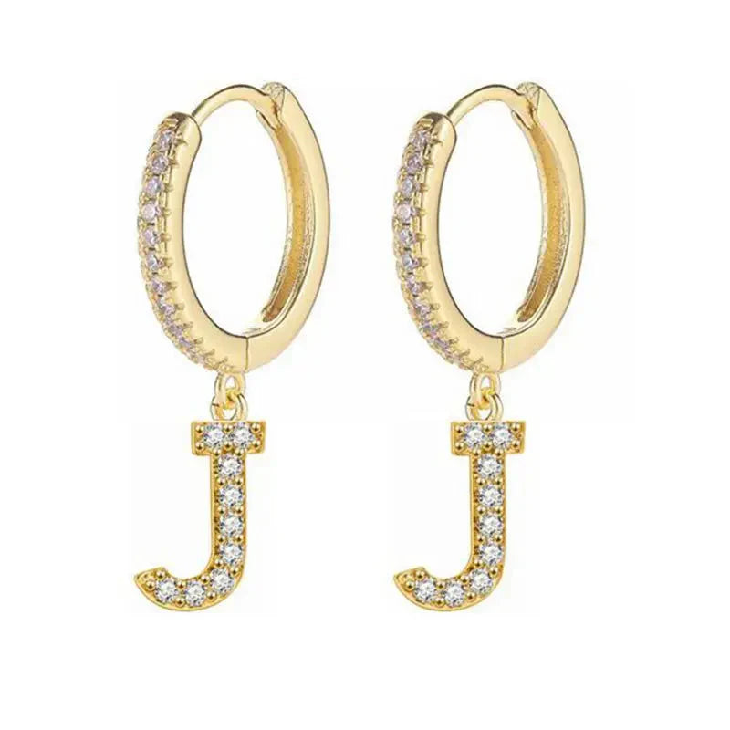 イニシャル付きフープピアス レディース j