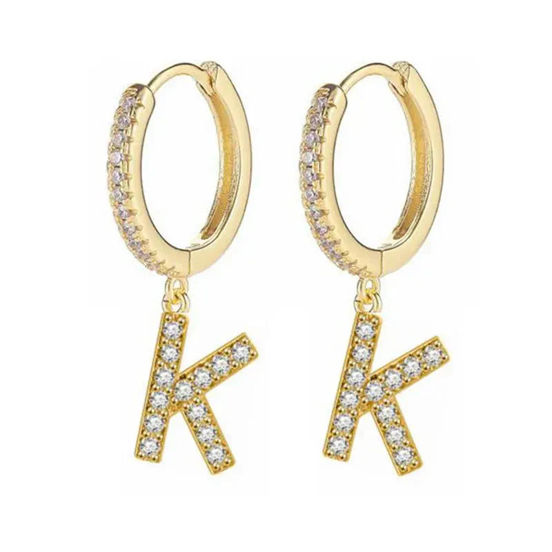 イニシャル付きフープピアス レディース k