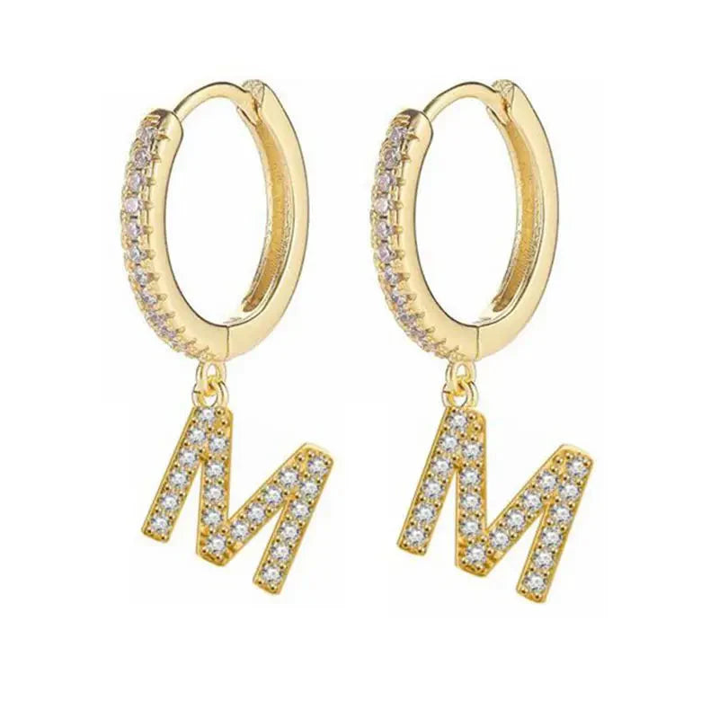 イニシャル付きフープピアス レディース m