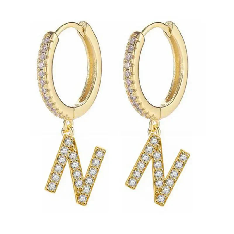 イニシャル付きフープピアス レディース n