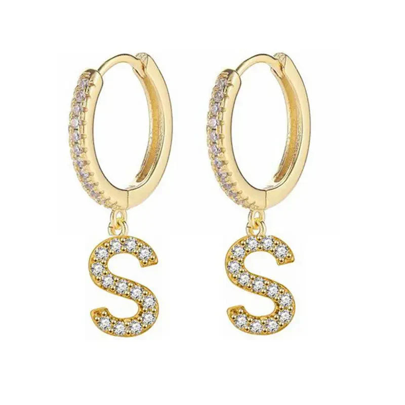 イニシャル付きフープピアス レディース s