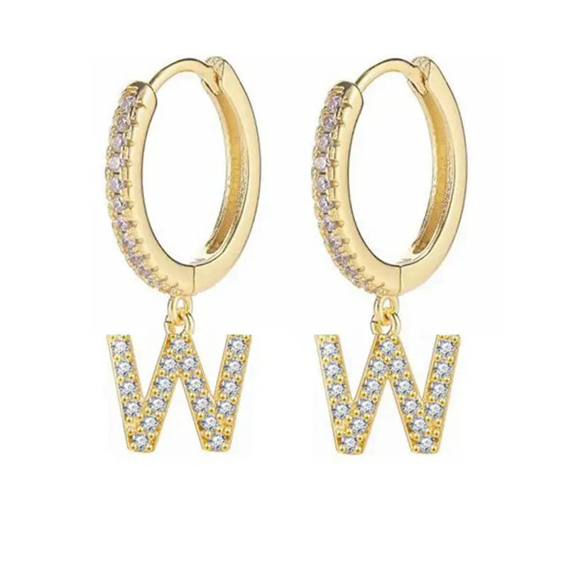 イニシャル付きフープピアス レディース w