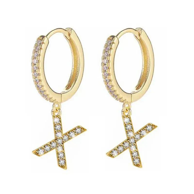 イニシャル付きフープピアス レディース x