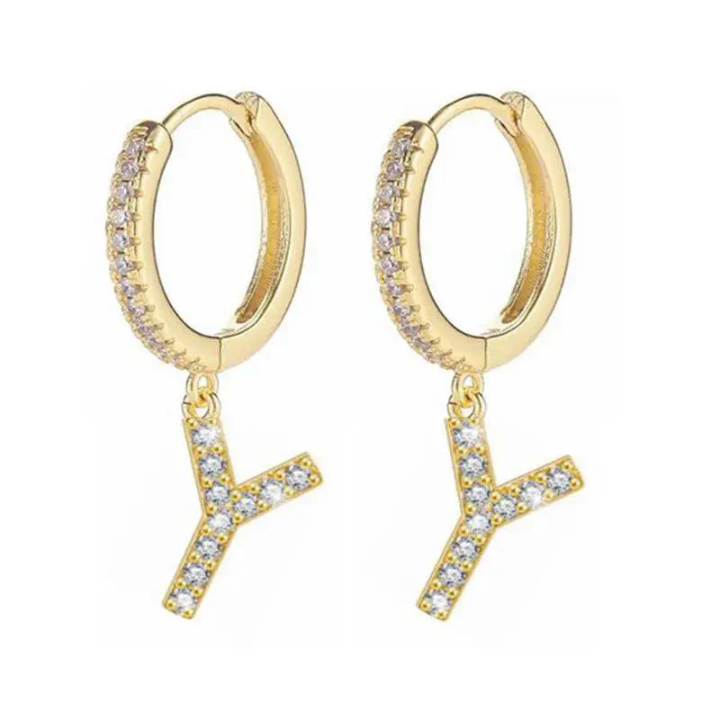 イニシャル付きフープピアス レディース y