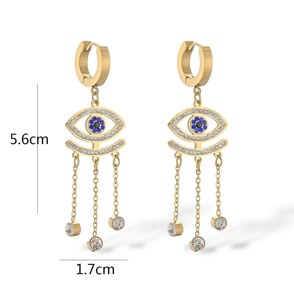 Boucles D'Oreilles Mauvais Oeil Bleu Longues