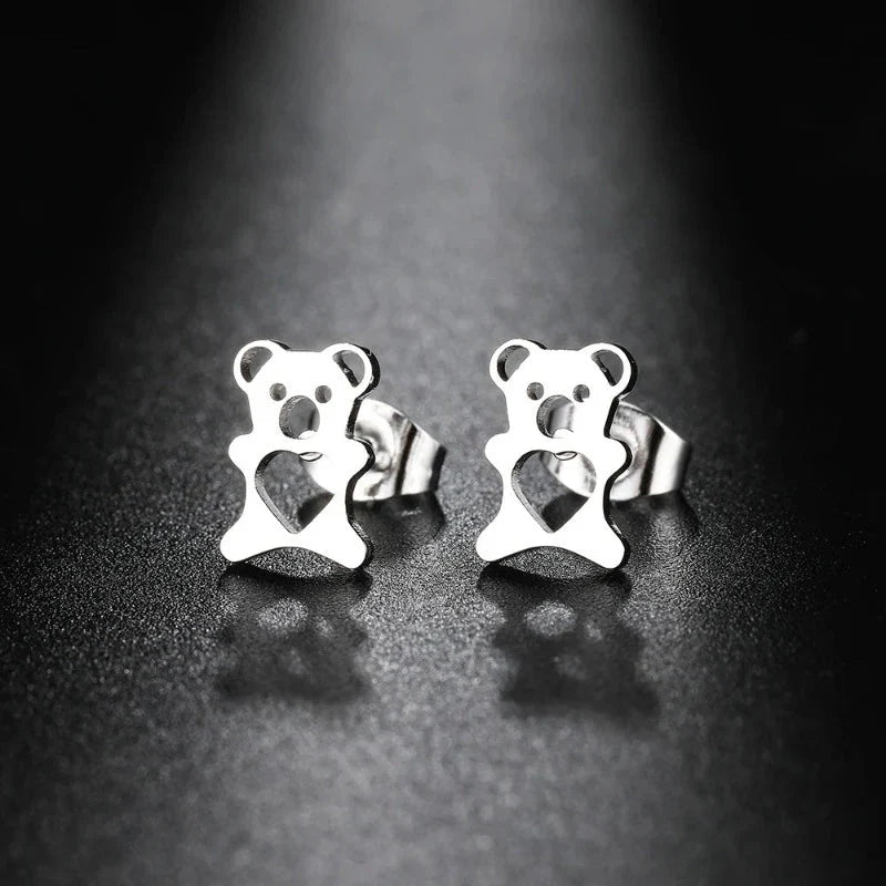 かわいいクマのピアス シルバー