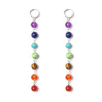 Boucles d'Oreilles Pendantes 7 Chakras Femme argent
