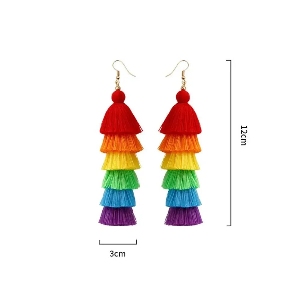 Boucles d'oreilles pendantes arc-en-ciel femme