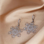 Boucles d'Oreilles Pendantes Argentées Cube de Métatron