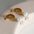 Boucles d'Oreilles Pendantes avec Perles or