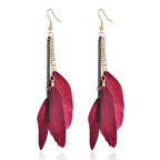 Boucles d'Oreilles Pendantes avec Plumes Colorées 5