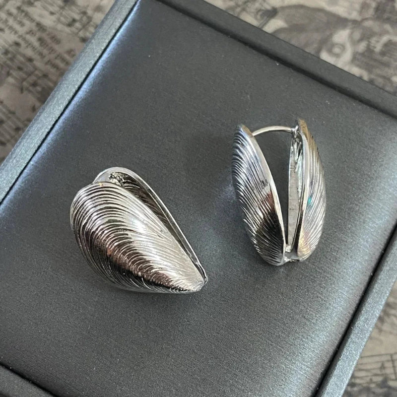 Boucles d'Oreilles Pendantes Coquillages Moules argent