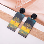 Boucles d'Oreilles Pendantes en Acrylique Arbre de Vie