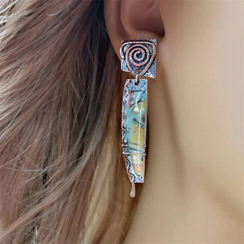 Boucles d'Oreilles Pendantes Ethniques Tribales
