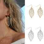 Boucles d'Oreilles Pendantes Feuilles de Laurier