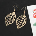 Boucles d'Oreilles Pendantes Feuilles de Laurier or