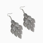 Boucles d'Oreilles Pendantes Feuilles Femme argent